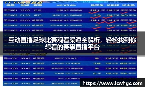 互动直播足球比赛观看渠道全解析，轻松找到你想看的赛事直播平台